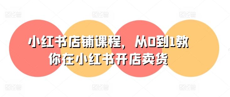 小红书店铺课程,从0到1教你在小红书开店卖货-数码之翼