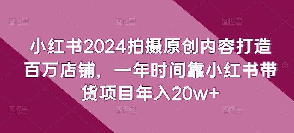 小红书2024拍摄原创内容打造百万店铺，一年时间靠小红书带货项目年入20w+-数码之翼