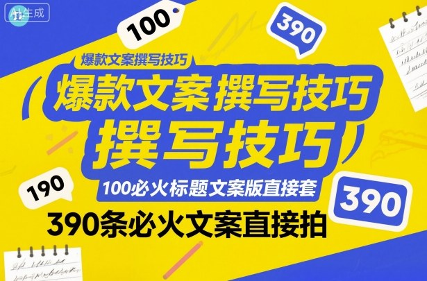 爆款文案撰写技巧，100个必火标题文案模版直接套，390条必火文案直接拍-数码之翼