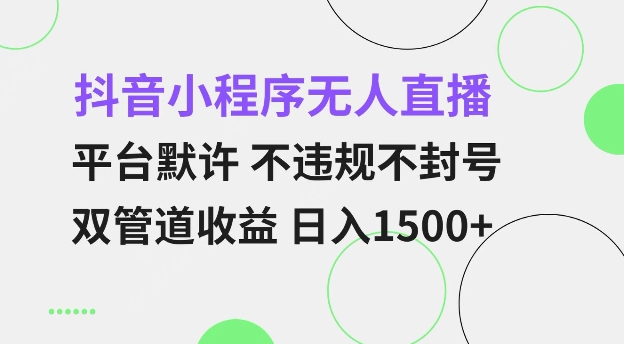 抖音小程序无人直播 平台默许 不违规不封号 双管道收益 日入多张 小白也能轻松操作【仅揭秘】-数码之翼