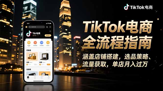 TikTok电商全流程指南,涵盖店铺搭建、选品策略、流量获取,单店月入过万-数码之翼