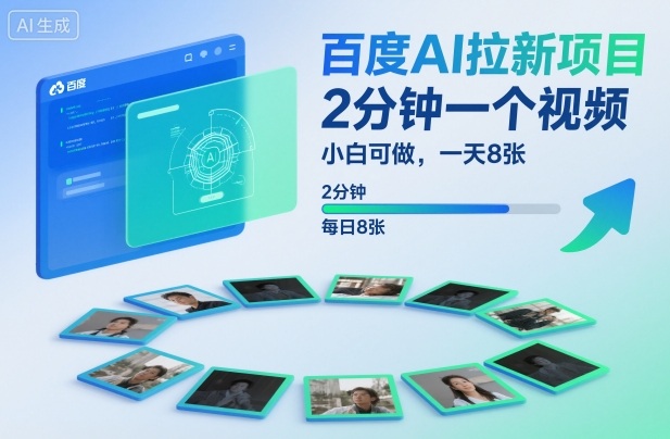 百度AI拉新项目，2分钟一个视频，小白可做，一天8张【附案例+保姆级教程】-数码之翼