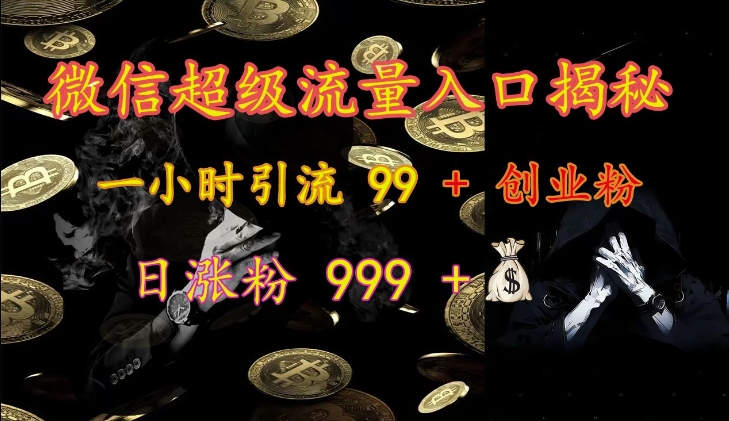 微信超级流量入口揭秘：一小时引流 99 + 创业粉，日涨粉 999 +-数码之翼
