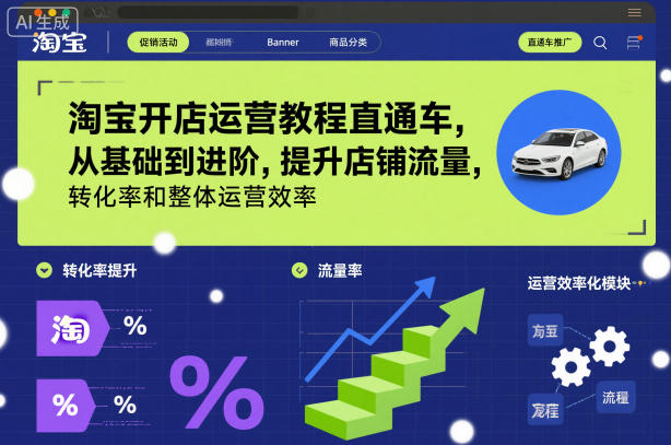 淘宝开店运营教程直通车，从基础到进阶，提升店铺流量，转化率和整体运营效率(更新26年4月20日)-数码之翼