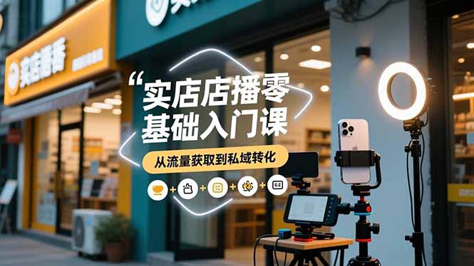 实体店播零基础入门课，实体店+短视频+直播+微信生态+私域社群，从流量获取到私域转化-数码之翼