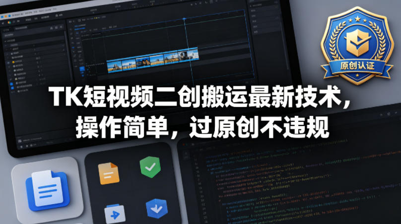 TK短视频二创搬运最新技术，操作简单，过原创不违规-数码之翼