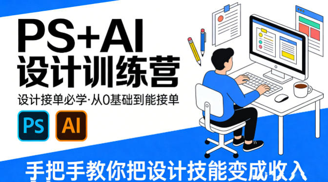 设计接单必学,PS+AI设计训练营,从0基础到能接单,手把手教你把设计技能变成收入-数码之翼