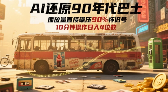 AI还原90年代巴士,一帧就让70后泪崩,播放量直接碾压90%怀旧号,每天操作十分钟,日入四位数-数码之翼