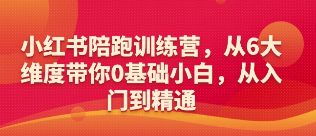 小红书陪跑训练营，从6大维度带你0基础小白，从入门到精通-数码之翼