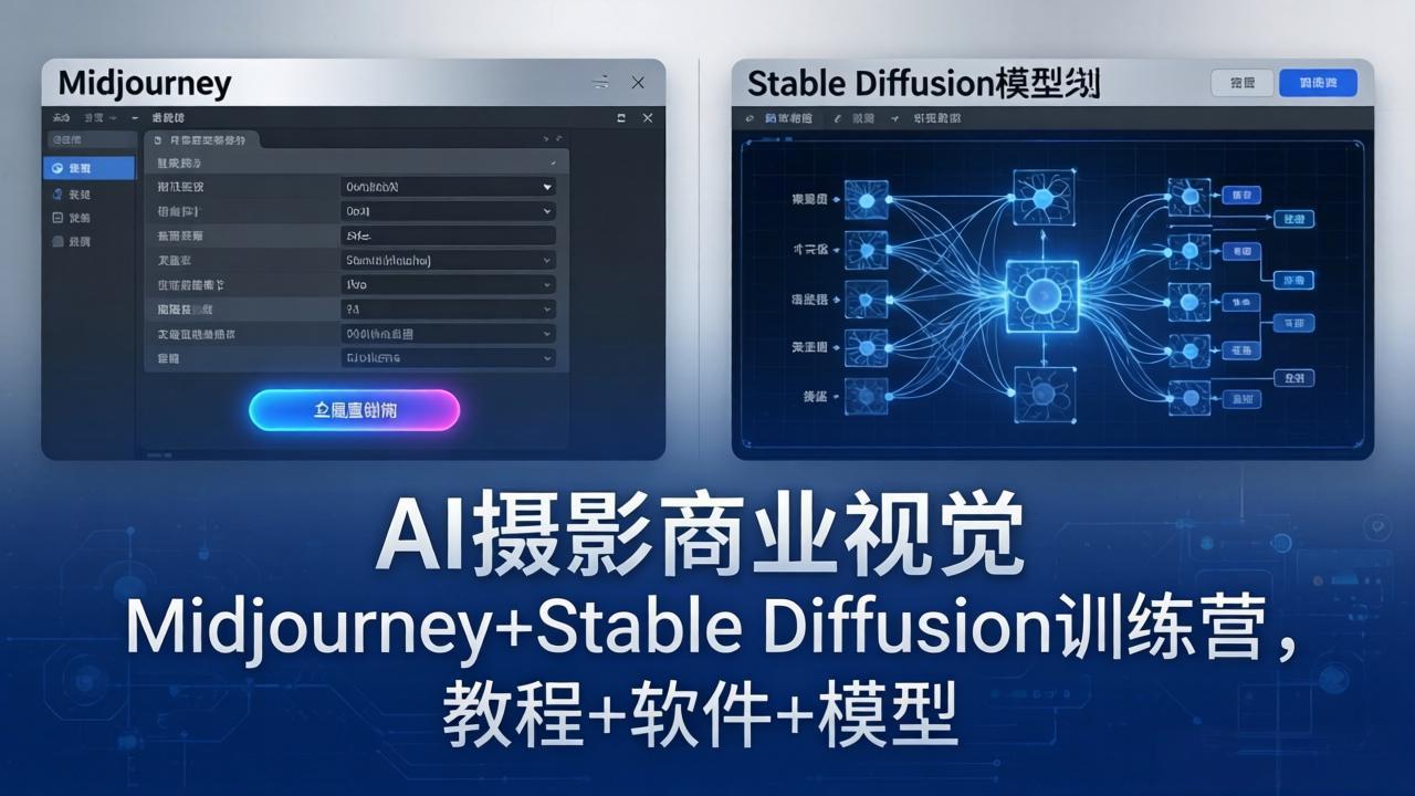 AI摄影商业视觉Midjourney+Stable Diffusion训练营，教程+软件+模型-数码之翼