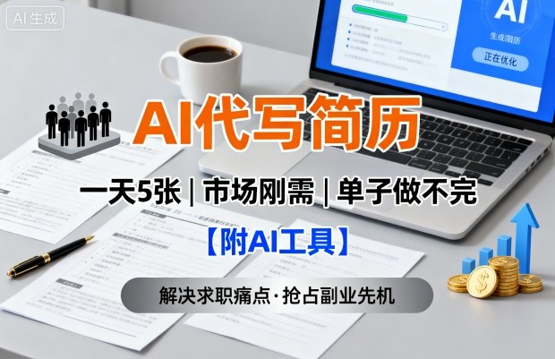 AI代写简历，一天5张，今年找工作难，市场刚需，单子做不完【附AI工具】-数码之翼