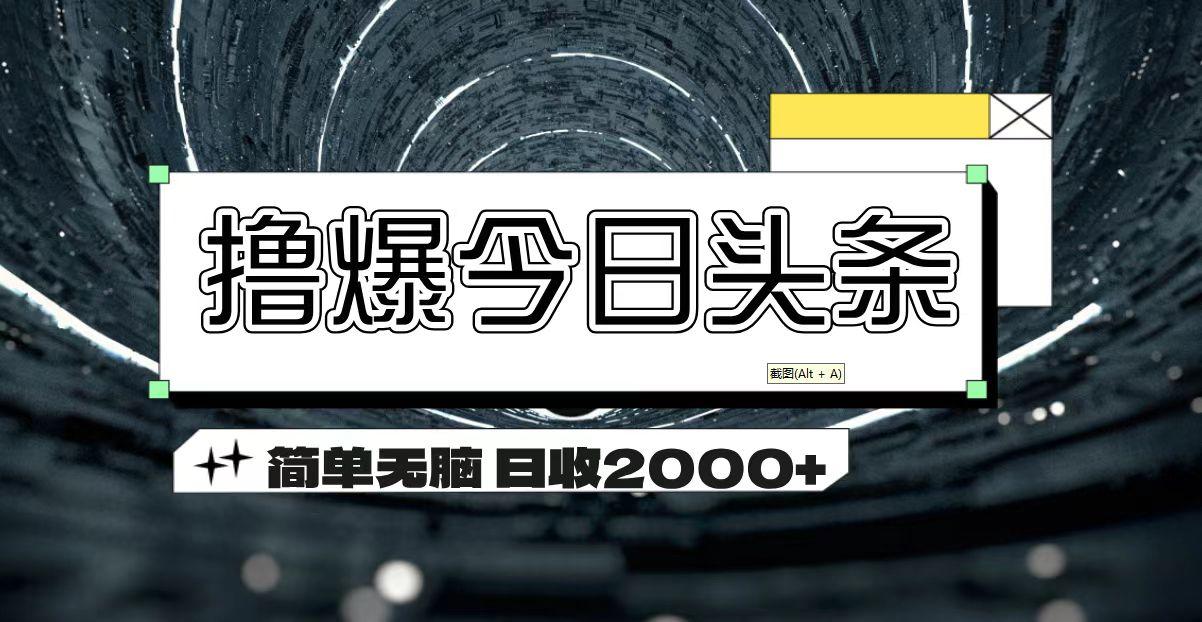 撸爆今日头条 简单无脑操作 日收2000+-数码之翼