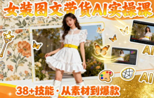 女装图文带货的AI实操课，覆盖38个实用技能，快速提升素材制作效率-数码之翼