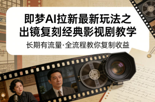 即梦AI拉新最新玩法之出镜复刻经典影视剧教学，长期有流量，全流程教你复制收益-数码之翼