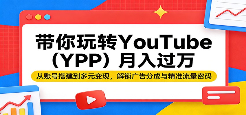 带你玩转YouTube(YPP)月入过万:从账号搭建到多元变现,解锁广告分成与精准流量密码-数码之翼