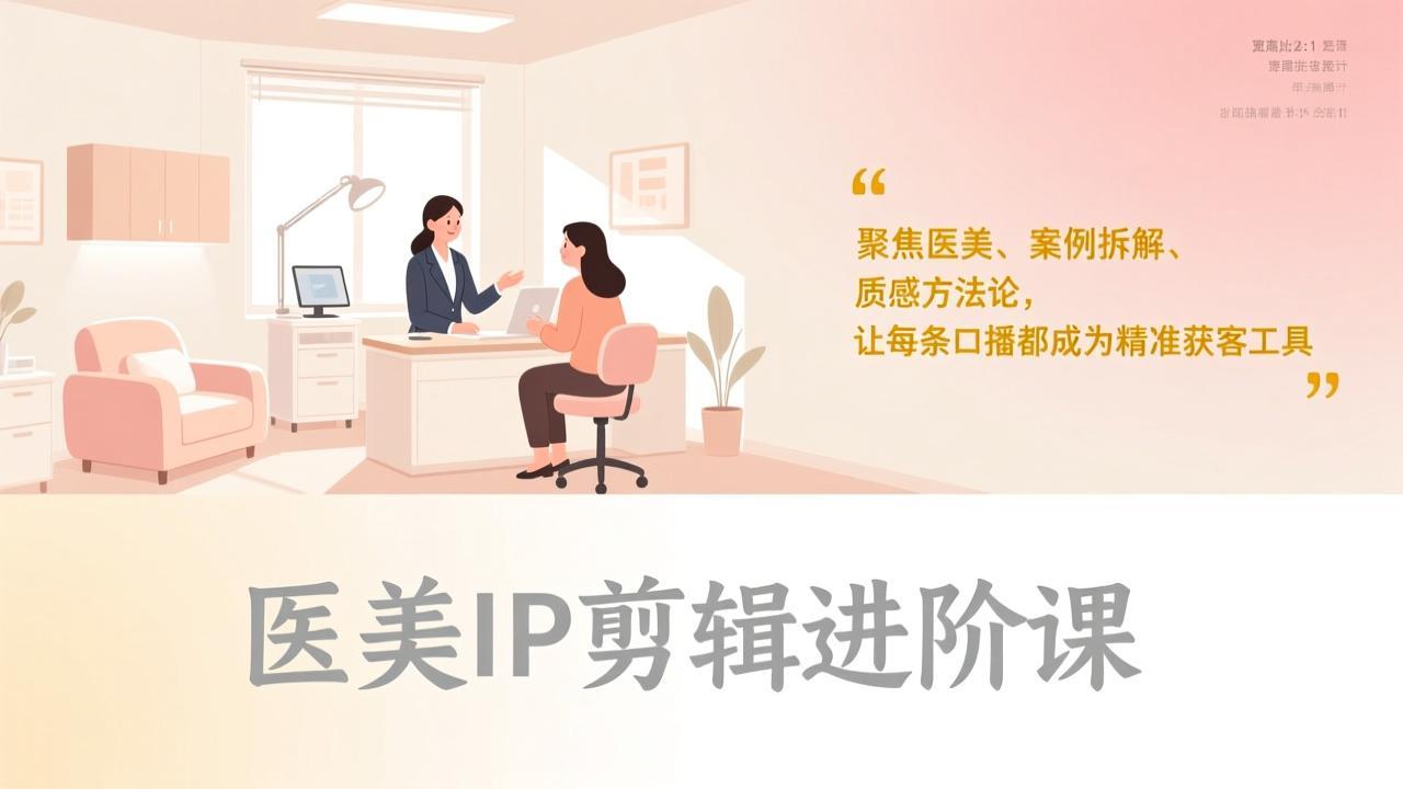 医美IP剪辑进阶课,聚焦医美、案例拆解、质感方法论,让每条口播都成为精准获客工具-数码之翼
