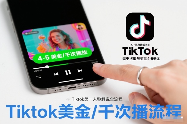 TK中视频计划项目，Tiktok第一人称解说流程，每干次播放奖励4-5美金-数码之翼