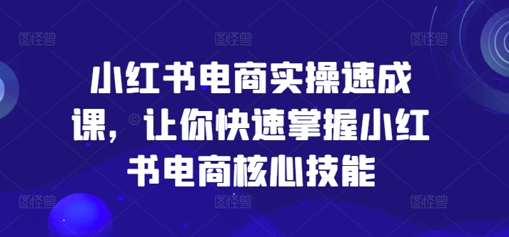 小红书电商实操速成课，让你快速掌握小红书电商核心技能-数码之翼