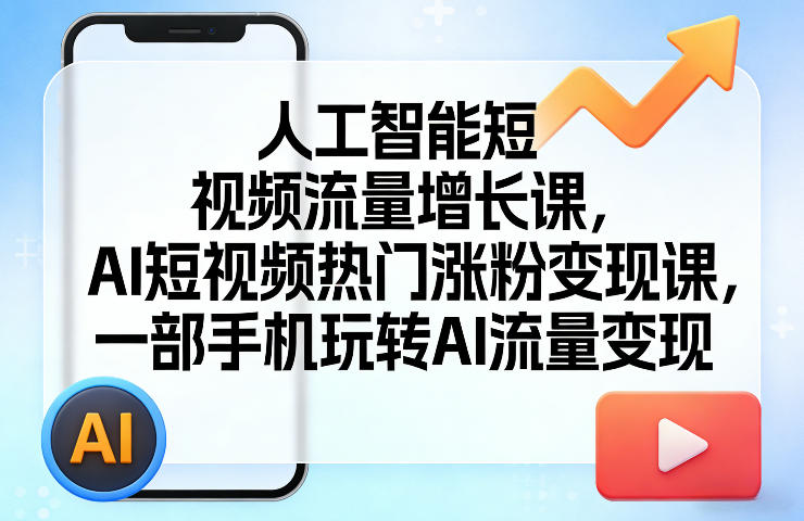 人工智能短视频流量增长课，AI短视频热门涨粉变现课，一部手机玩转AI流量变现-数码之翼