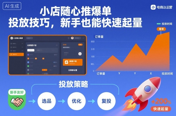 小店随心推爆单投放技巧，新手也能快速起量-数码之翼