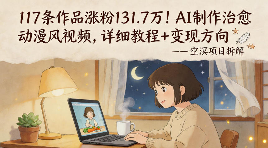 117条作品涨粉131.7W！AI制作治愈动漫风视频，详细教程+变现方向-数码之翼