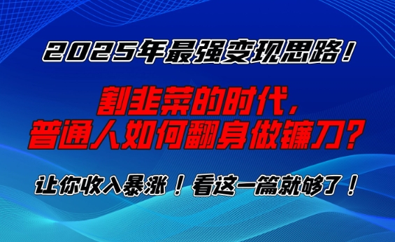 2025年最强变现思路，割韭菜的时代， 普通人如何翻身做镰刀？【揭秘】-数码之翼