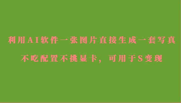 利用AI软件只需一张图片直接生成一套写真，不吃配置不挑显卡，可用于S变现-数码之翼