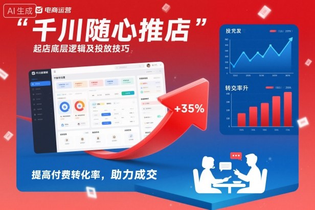 千川随心推起店底层逻辑及投放技巧，提高付费转化率，助力成交-数码之翼
