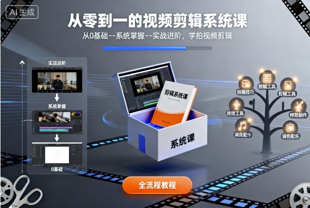 从零到一的视频剪辑系统课，从0基础–系统掌握–实战进阶，学拍视频剪辑-数码之翼