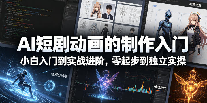 AI短剧动画的制作入门，小白入门到实战进阶，零起步到独立实操-数码之翼