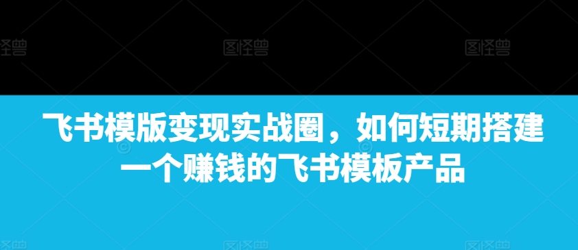 飞书模版变现实战圈，如何短期搭建一个赚钱的飞书模板产品-数码之翼