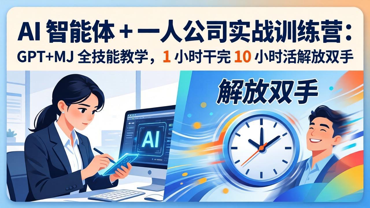 AI 智能体 + 一人公司实战训练营:GPT+MJ 全技能教学,1 小时干完 10 小时活解放双手-数码之翼