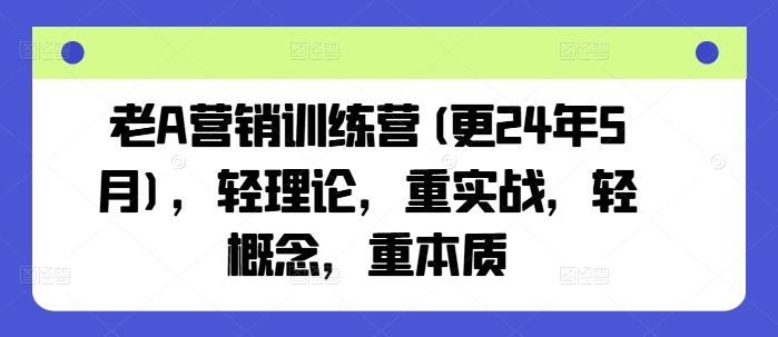 老A营销训练营(更24年6月)，轻理论，重实战，轻概念，重本质-数码之翼