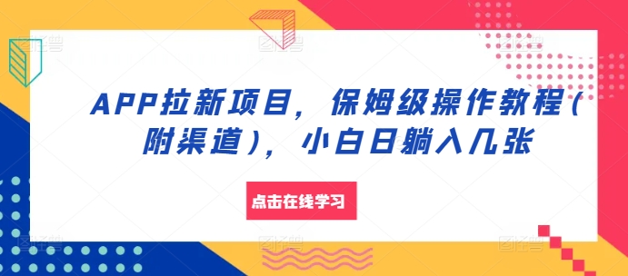 APP拉新项目，保姆级操作教程(附渠道)，小白日躺入几张【揭秘】-数码之翼