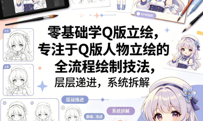 零基础学Q版立绘，专注于Q版人物立绘的全流程绘制技法，层层递进，系统拆解-数码之翼