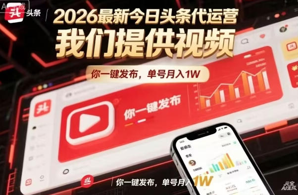 今日头条躺賺模式，你9我1，操作简单，一键发布，单机日入数百，长期合作【揭秘】-数码之翼