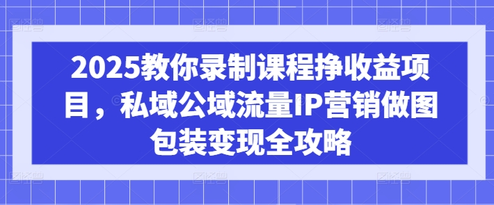 2025教你录制课程挣收益项目，私域公域流量IP营销做图包装变现全攻略-数码之翼