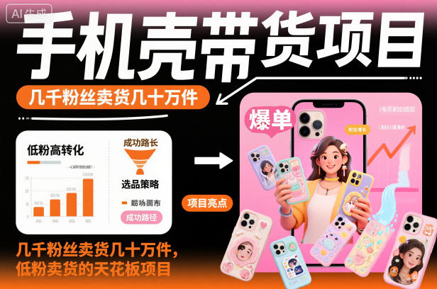 手机壳带货项目，几千粉丝卖货几十万件，短视频低粉卖货的天花板项目-数码之翼