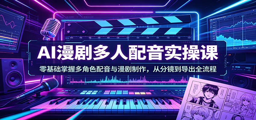 AI漫剧多人配音实操课：零基础掌握多角色配音与漫剧制作，从分镜到导出全流程-数码之翼