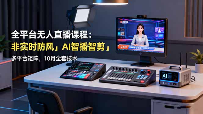 全平台无人直播课程：非实时防风＋AI智播智剪＋多平台矩阵，10月全套技术-数码之翼