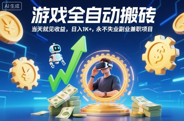 游戏全自动搬砖，当天就见收益，日入1K+，永不失业副业兼职项目【揭秘】-数码之翼