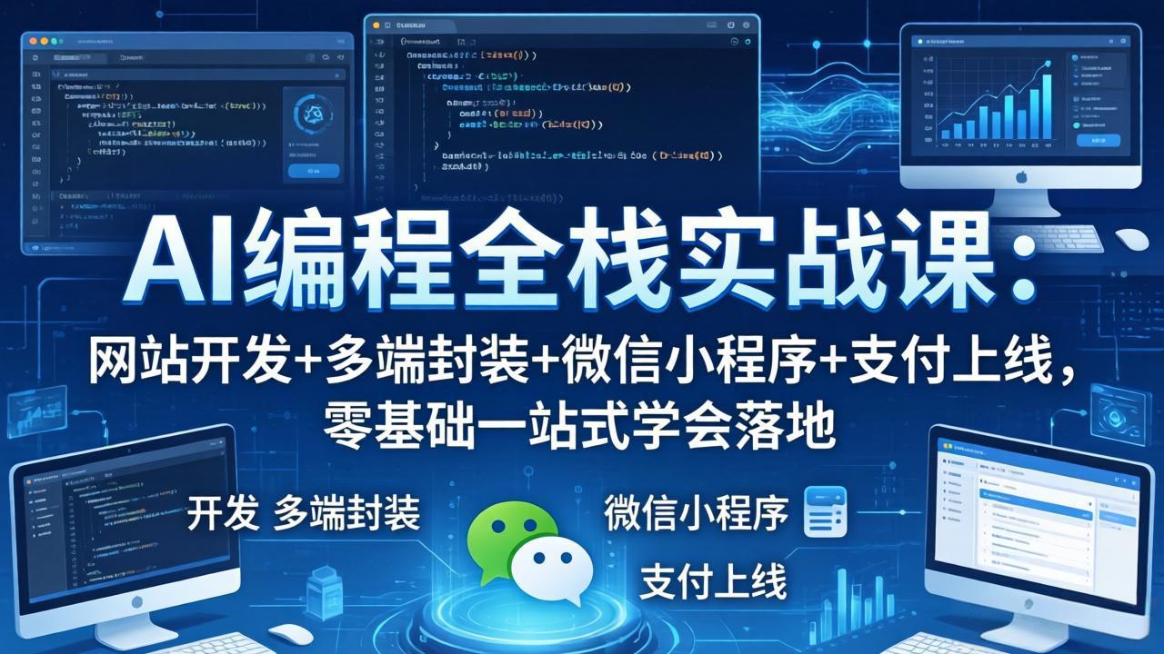 AI编程全栈实战课：网站开发+多端封装+微信小程序+支付上线，零基础一站式学会落地-数码之翼